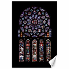 Chartres Cathedral Notre Dame De Paris Stained Glass Canvas 24  X 36  by Grandong