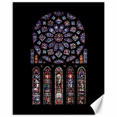 Chartres Cathedral Notre Dame De Paris Stained Glass Canvas 11  X 14  by Grandong