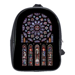 Chartres Cathedral Notre Dame De Paris Stained Glass School Bag (large) by Grandong
