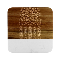 Chartres Cathedral Notre Dame De Paris Stained Glass Marble Wood Coaster (square) by Grandong