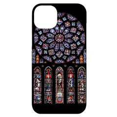 Chartres Cathedral Notre Dame De Paris Stained Glass Iphone 14 Plus Black Uv Print Case by Grandong