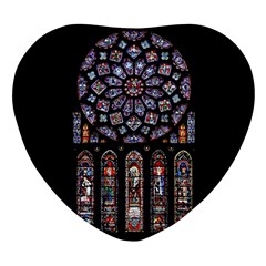 Chartres Cathedral Notre Dame De Paris Stained Glass Heart Glass Fridge Magnet (4 Pack) by Grandong