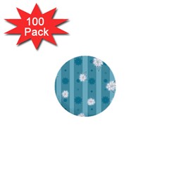 Gardenia Flowers White Blue 1  Mini Buttons (100 Pack)  by Grandong