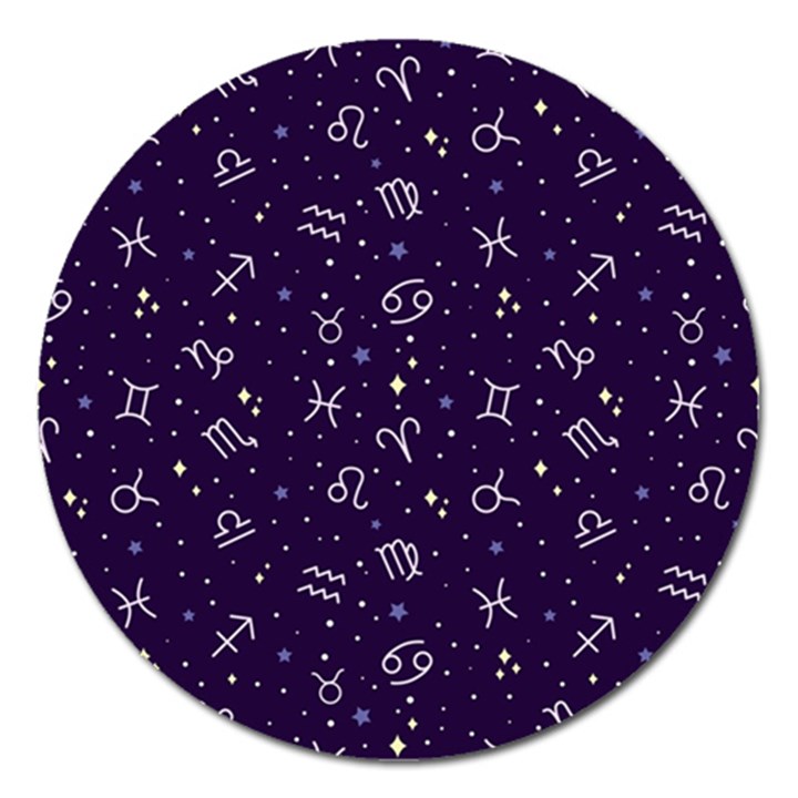 Vector Seamless Dark Zodiac Sign Star Symbol Pattern Magnet 5  (Round)