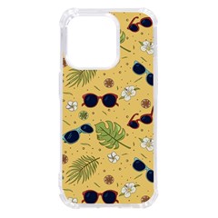 Seamless Pattern Of Sunglasses Tropical Leaves And Flower Iphone 14 Pro Tpu Uv Print Case by Grandong