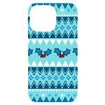 Blue Christmas Vintage Ethnic Seamless Pattern iPhone 14 Pro Max Black UV Print Case Front