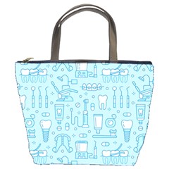 Dentist Blue Seamless Pattern Bucket Bag by Grandong