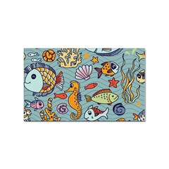 Cartoon Underwater Seamless Pattern With Crab Fish Seahorse Coral Marine Elements Sticker (rectangular) by Grandong