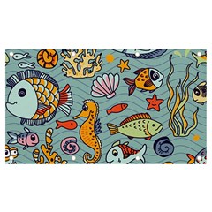 Cartoon Underwater Seamless Pattern With Crab Fish Seahorse Coral Marine Elements Banner And Sign 7  X 4  by Grandong