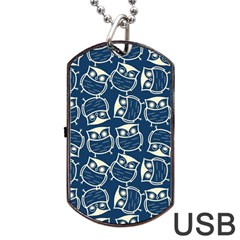Cute Seamless Owl Background Pattern Dog Tag Usb Flash (two Sides) by Grandong