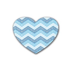 Seamless Pattern Of Cute Summer Blue Line Zigzag Rubber Heart Coaster (4 Pack)