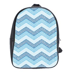 Seamless Pattern Of Cute Summer Blue Line Zigzag School Bag (large) by Grandong