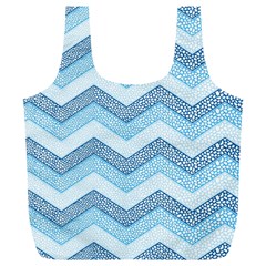 Seamless Pattern Of Cute Summer Blue Line Zigzag Full Print Recycle Bag (xl) by Grandong