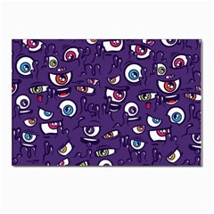 Eye Artwork Decor Eyes Pattern Purple Form Backgrounds Illustration Postcards 5  X 7  (pkg Of 10) by Grandong