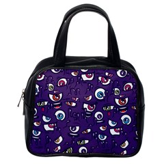 Eye Artwork Decor Eyes Pattern Purple Form Backgrounds Illustration Classic Handbag (one Side) by Grandong