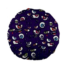 Eye Artwork Decor Eyes Pattern Purple Form Backgrounds Illustration Standard 15  Premium Round Cushions by Grandong