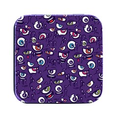 Eye Artwork Decor Eyes Pattern Purple Form Backgrounds Illustration Square Metal Box (black) by Grandong