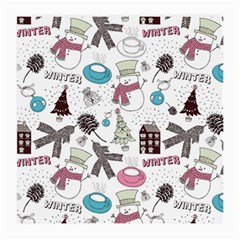 Christmas Themed Collage Winter House New Year Medium Glasses Cloth (2 Sides) by Grandong