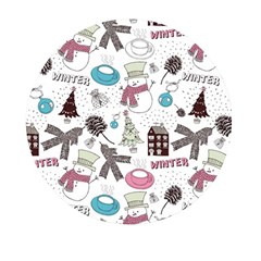Christmas Themed Collage Winter House New Year Mini Round Pill Box (pack Of 3) by Grandong