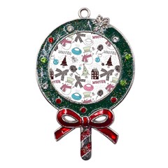 Christmas Themed Collage Winter House New Year Metal X mas Lollipop With Crystal Ornament by Grandong