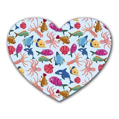 Sea Creature Themed Artwork Underwater Background Pictures Heart Mousepad by Grandong