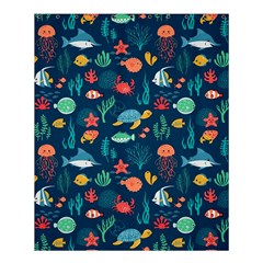 Variety Of Fish Illustration Turtle Jellyfish Art Texture Shower Curtain 60  x 72  (Medium) 