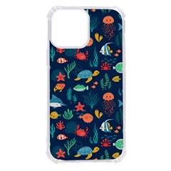 Variety Of Fish Illustration Turtle Jellyfish Art Texture Iphone 13 Pro Max Tpu Uv Print Case by Grandong