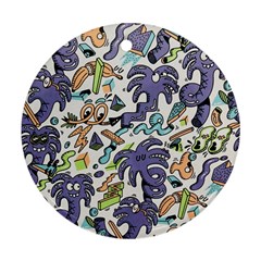 Purple Orange Green Blue Cartoon Round Ornament (two Sides) by Grandong