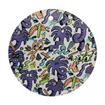 Purple Orange Green Blue Cartoon Round Ornament (Two Sides) Front