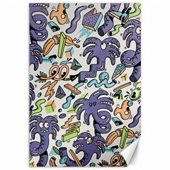 Purple Orange Green Blue Cartoon Canvas 12  X 18  by Grandong