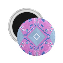 Bohemian Chintz Illustration Pink Blue White 2 25  Magnets
