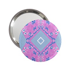 Bohemian Chintz Illustration Pink Blue White 2 25  Handbag Mirrors by Mazipoodles