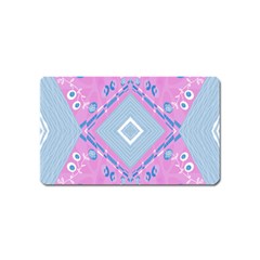 Bohemian Chintz Illustration Pink Blue White Magnet (name Card) by Mazipoodles