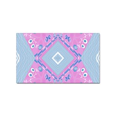 Bohemian Chintz Illustration Pink Blue White Sticker Rectangular (100 Pack)