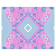 Bohemian Chintz Illustration Pink Blue White Two Sides Premium Plush Fleece Blanket (medium)