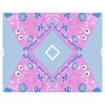 Bohemian Chintz Illustration Pink Blue White Two Sides Premium Plush Fleece Blanket (Medium) 60 x50  Blanket Front