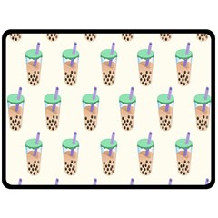 Cute boba Two Sides Fleece Blanket (Large)