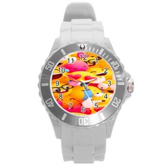 Wallpaper Emoji Round Plastic Sport Watch (l)