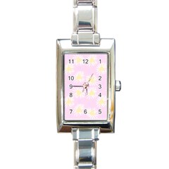 Mazipoodles Bold Daisies Pink Rectangle Italian Charm Watch by Mazipoodles