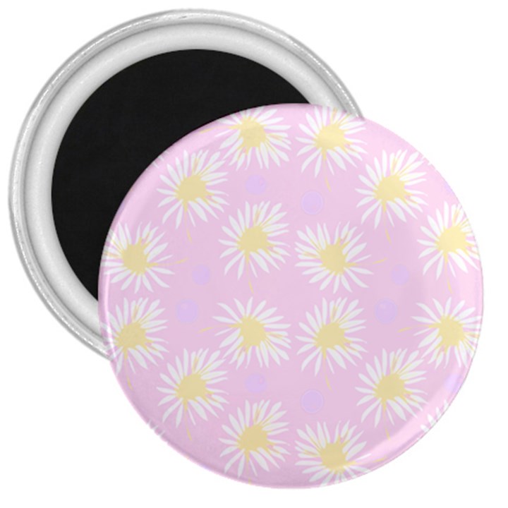 Mazipoodles Bold Daisies Pink 3  Magnets