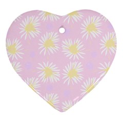 Mazipoodles Bold Daisies Pink Ornament (heart) by Mazipoodles