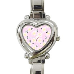 Mazipoodles Bold Daisies Pink Heart Italian Charm Watch by Mazipoodles