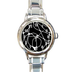 Mazipoodles Neuro Art - Black White Round Italian Charm Watch by Mazipoodles