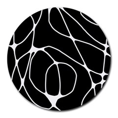 Mazipoodles Neuro Art - Black White Round Mousepad by Mazipoodles