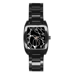 Mazipoodles Neuro Art - Black White Stainless Steel Barrel Watch by Mazipoodles