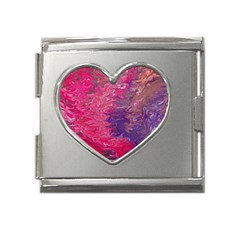 Fuchsia Flow Mega Link Heart Italian Charm (18mm) by kaleidomarblingart