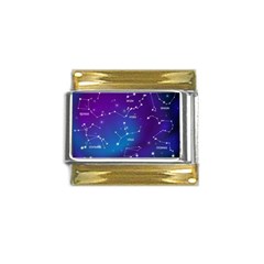 Realistic Night Sky With Constellations Gold Trim Italian Charm (9mm) by Cowasu