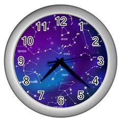 Realistic Night Sky With Constellations Wall Clock (silver) by Cowasu