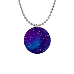 Realistic Night Sky With Constellations 1  Button Necklace by Cowasu