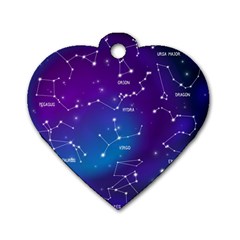 Realistic Night Sky With Constellations Dog Tag Heart (one Side) by Cowasu